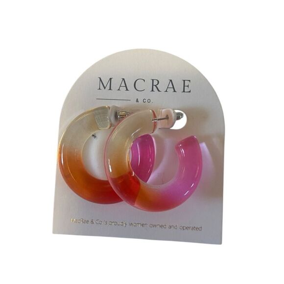 Macrae & Co. Pink, Orange & Yellow Gradiant C-Hoop Earrings - Picture 5 of 6
